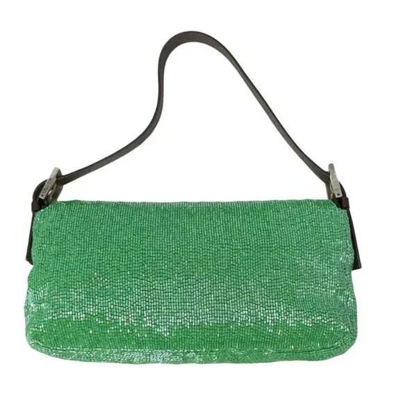 ❌SOLD❌ Fendi Baguette Shoulder Bag Beaded Green - Picture 3 of 3